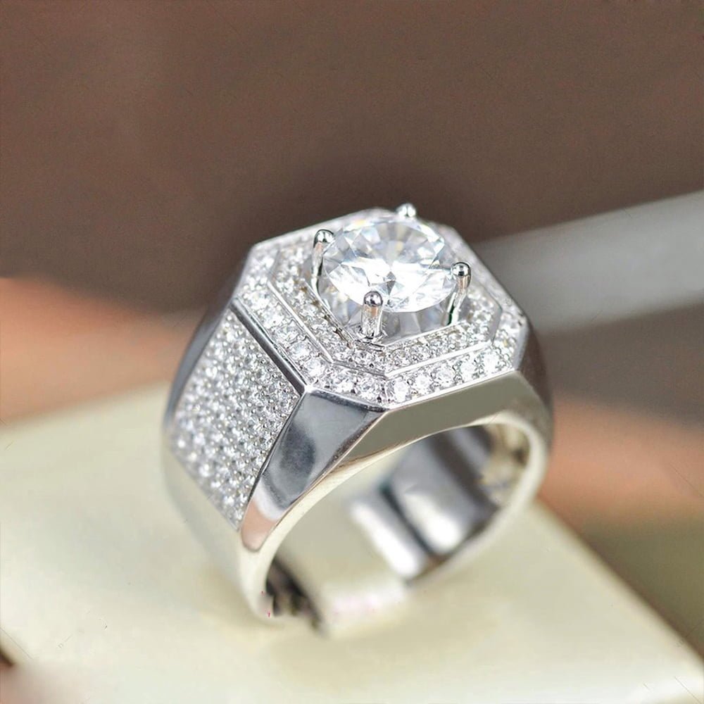 Nhẫn kim cương nam đơn giản sang trọng viên chủ 6ly3 | Trang Anh Jewelry