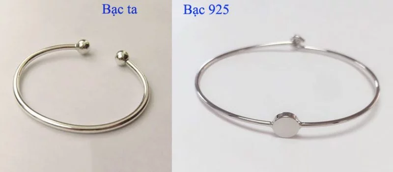 Bạc ta với màu xám hơn, chỉ làm được những trang sức dạng tròn trơn. Bạc 925 độ sáng cao hơn làm được những trang sức tinh xảo