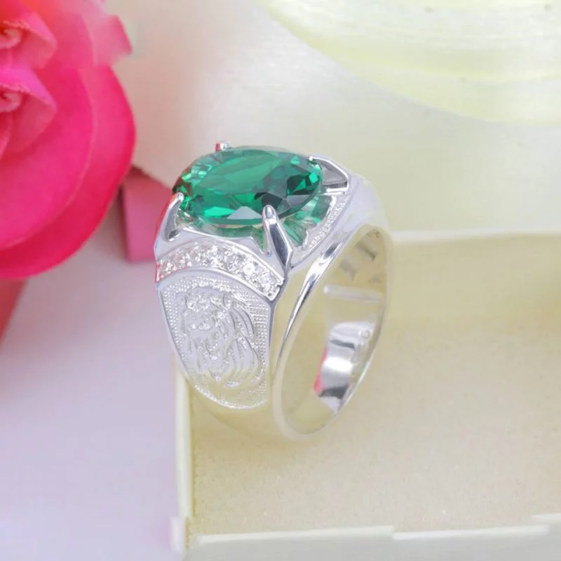 nhẫn nam cao cấp đá xanh