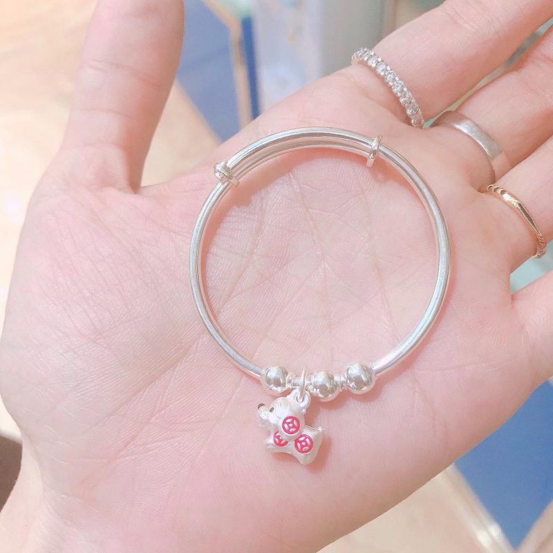 vòng tay bạc trẻ em dễ thương