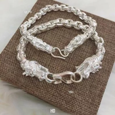 lắc tay bạc cho nam hình đầu rồng