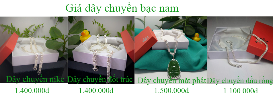 Bảng giá dây chuyền bạc nam tại Bạc Tiểu Phương update ngày 17/03/2019