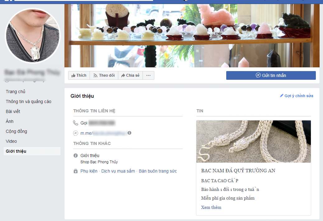 fanpage bán bạc kém chất lượng
