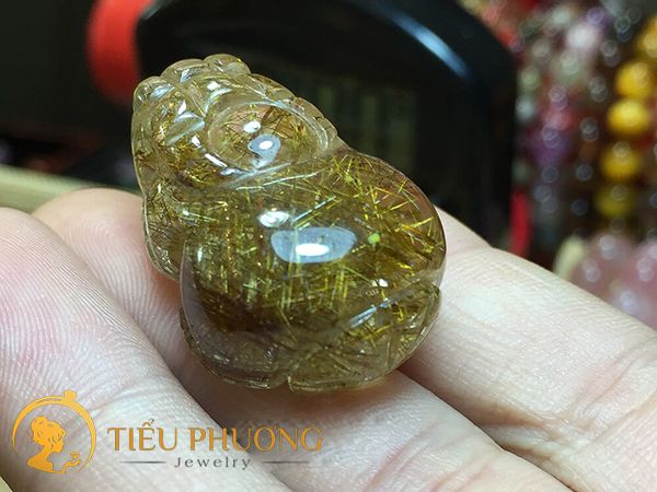 tỳ hưu đá tự nhiên bằng đá thạch anh tóc vàng