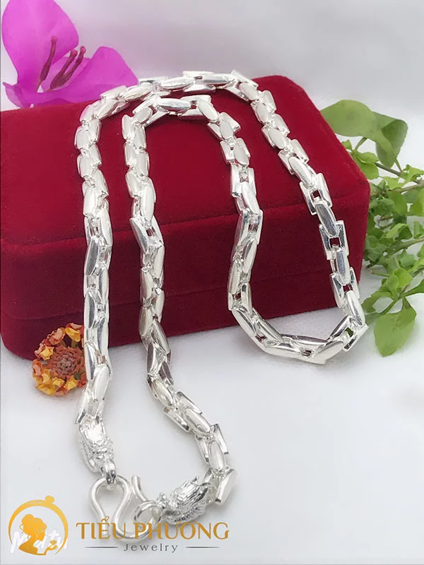 dây chuyền bạc 925 cho nam giới. Sử dụng đầu rồng 2 đầu