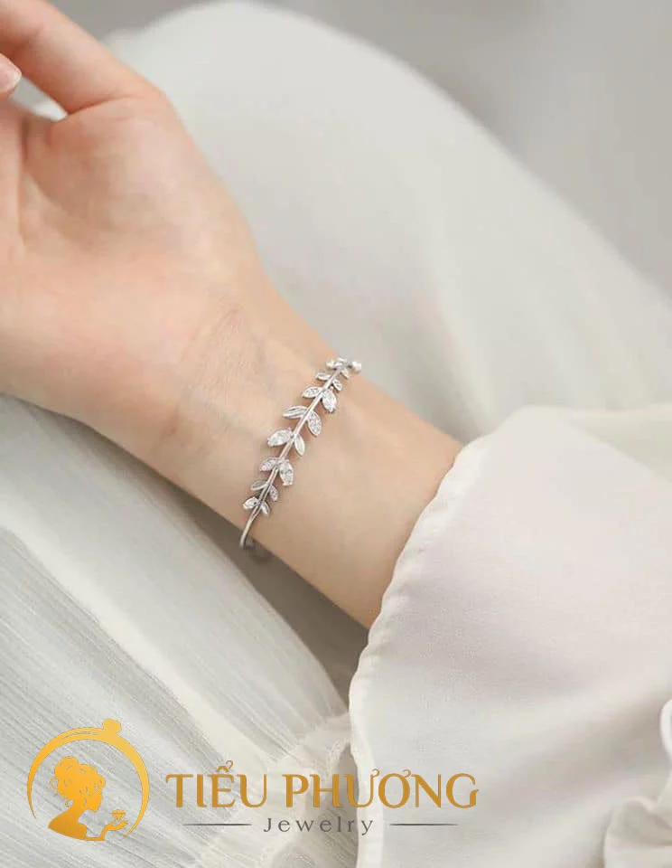 lắc tay bạc nữ hình lá cây