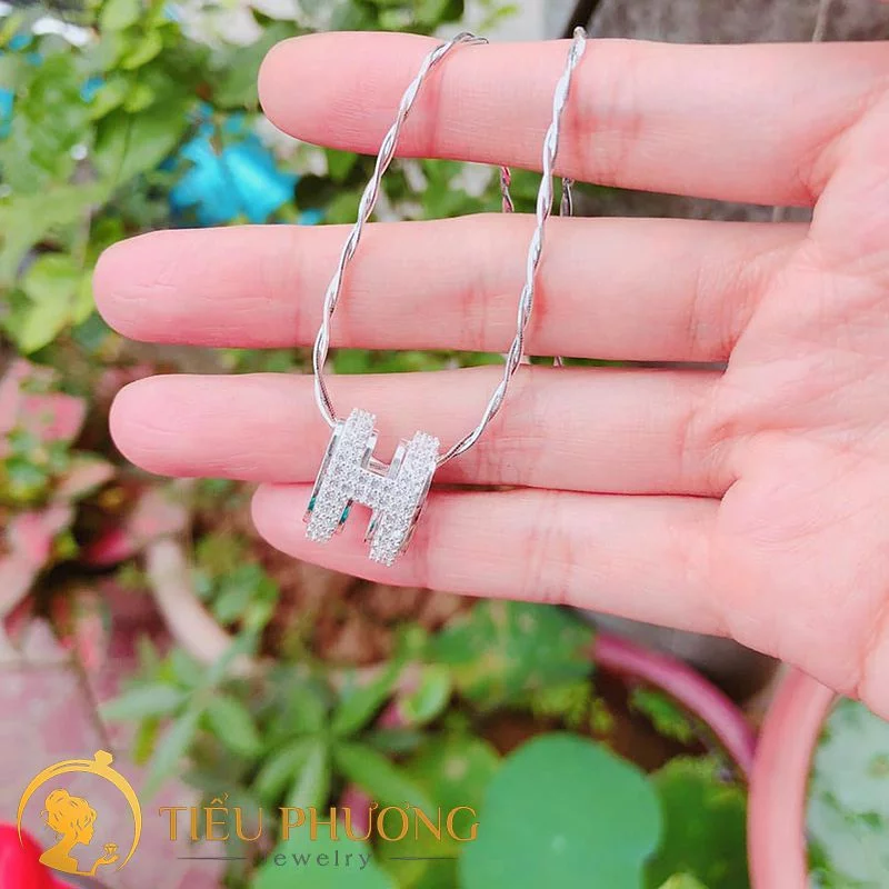 mặt dây chuyền bạc 925 chữ hermes